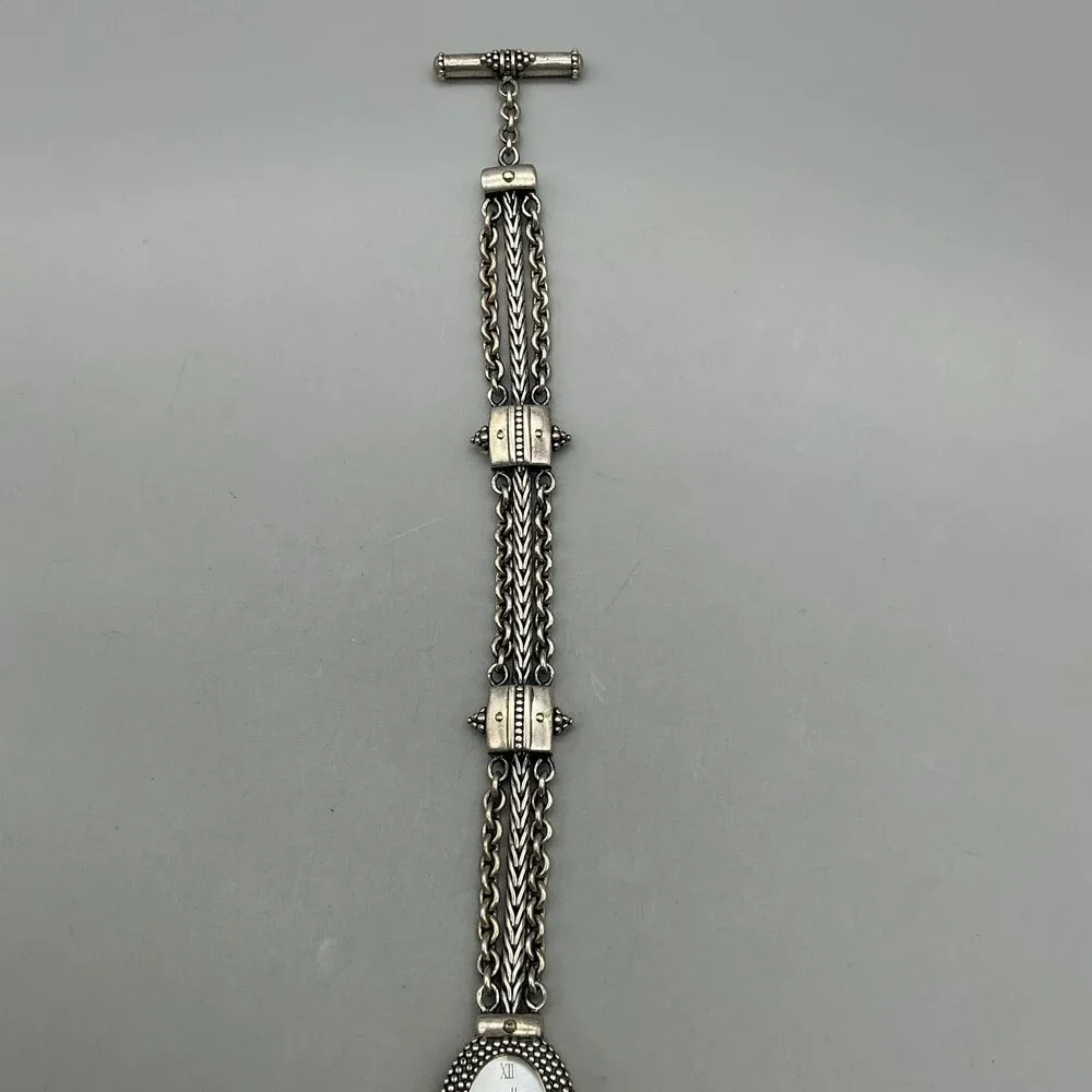 J. Jill Womens Watch 18mm MOP Dial Silver Tone Beaded 10260 New Battery 7.5